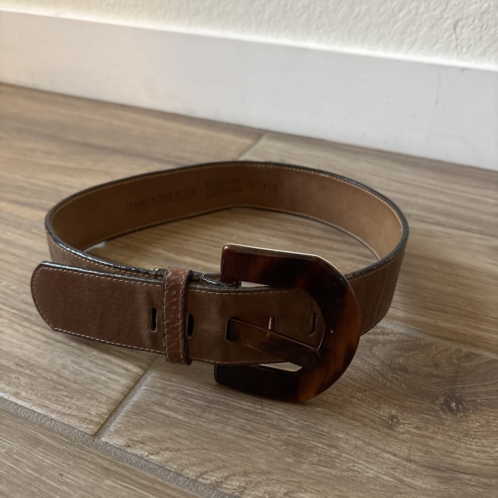 Vintage Jenny And The Boys Tan Genuine Leather Belt Tooled Size‎ Small 713